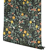 Citrus Grove Black Peel & Stick Wallpaper with Botanical Citrus Pattern - York PSW1482RL