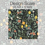 Citrus Grove Black Peel & Stick Wallpaper with Botanical Citrus Pattern - York PSW1482RL