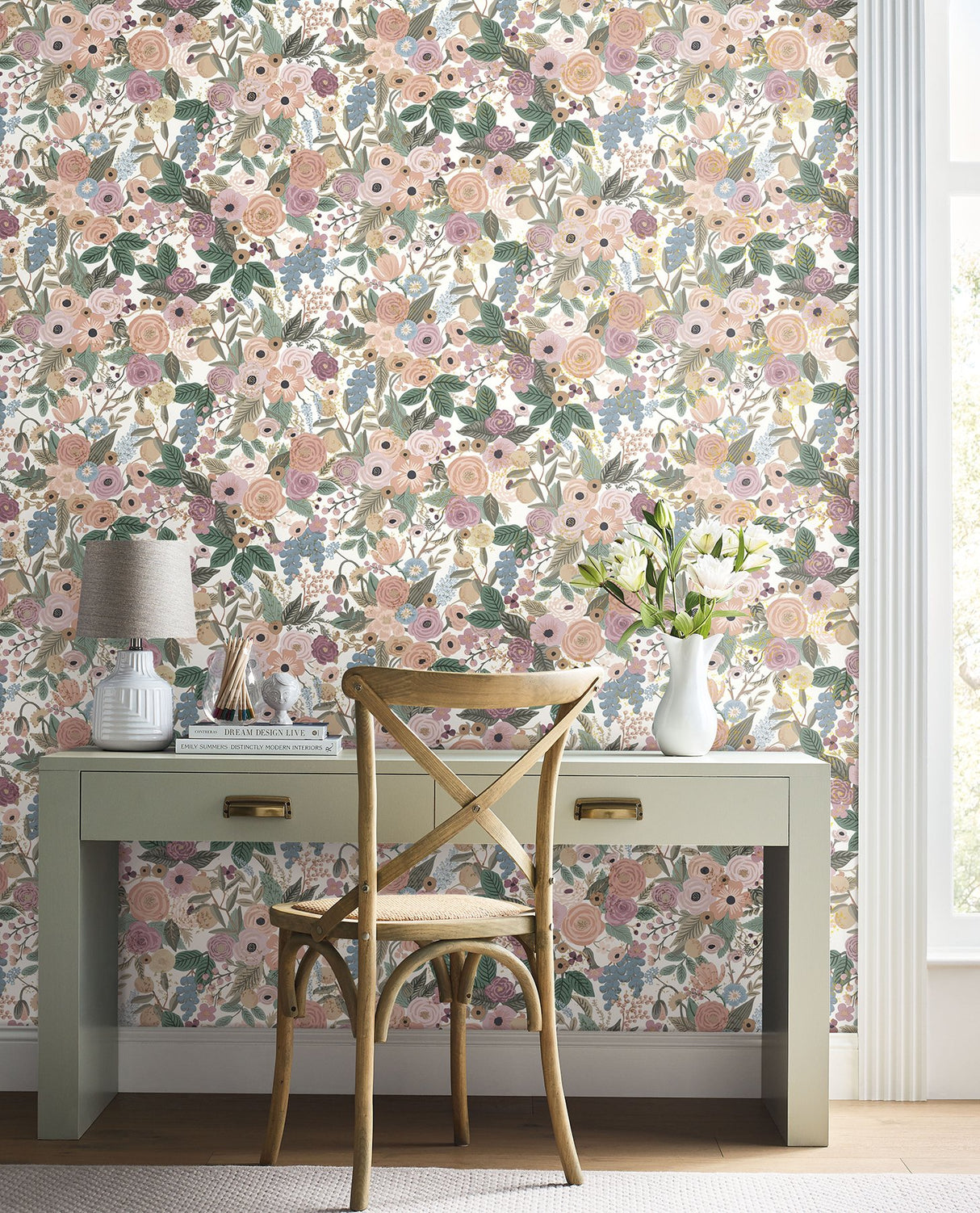 Garden Party Blush Multi Peel & Stick Wallpaper with Floral Pattern - York PSW1483RL