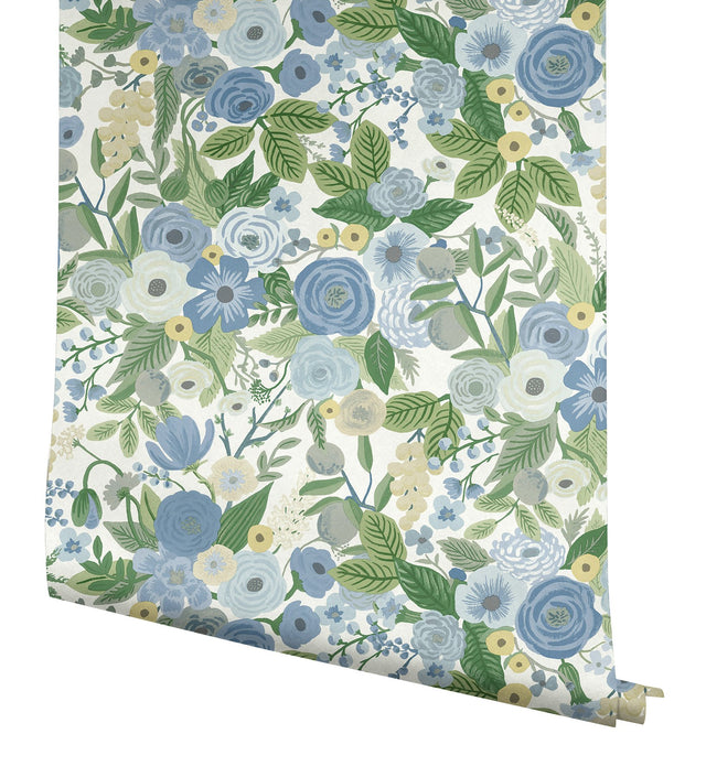 Garden Party Blue & Green Multi Peel & Stick Floral Wallpaper - York PSW1484RL