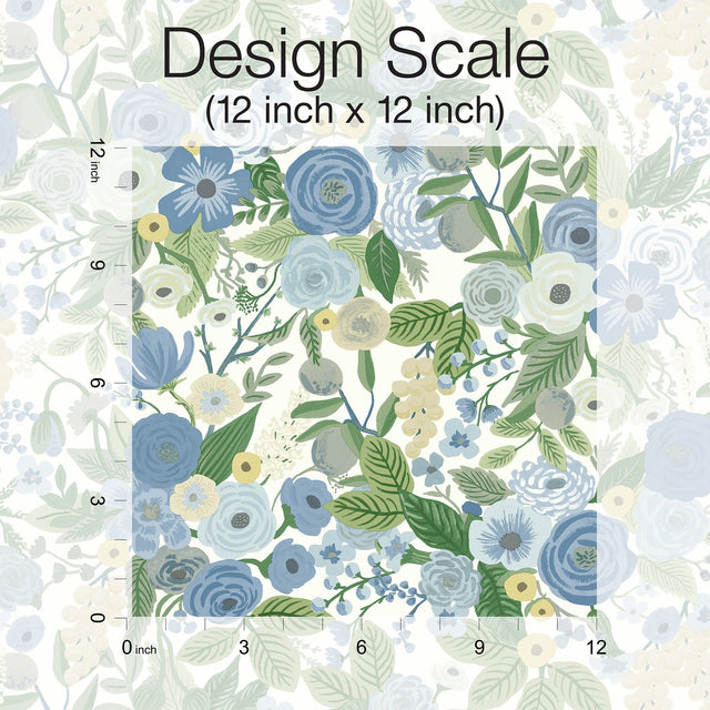 Garden Party Blue & Green Multi Peel & Stick Floral Wallpaper - York PSW1484RL