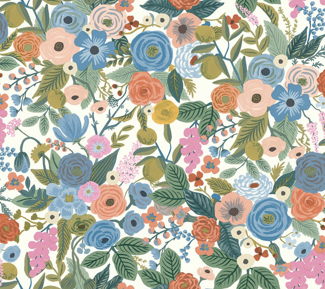 Garden Party Cobalt Multi Peel & Stick Wallpaper with Floral Pattern - York PSW1485RL