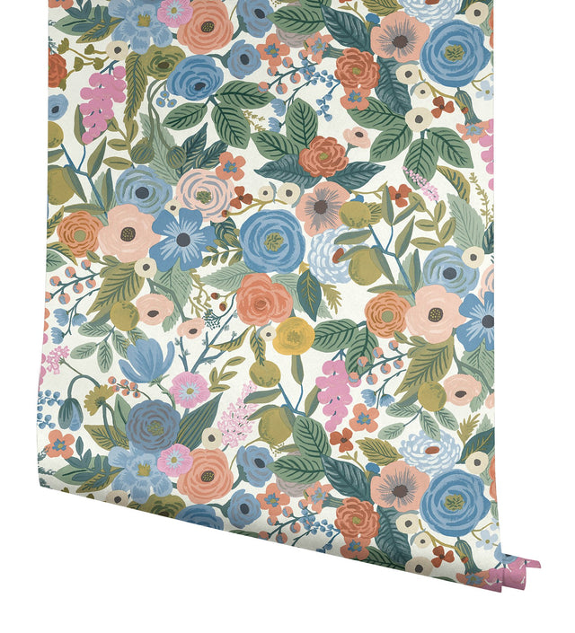Garden Party Cobalt Multi Peel & Stick Wallpaper with Floral Pattern - York PSW1485RL