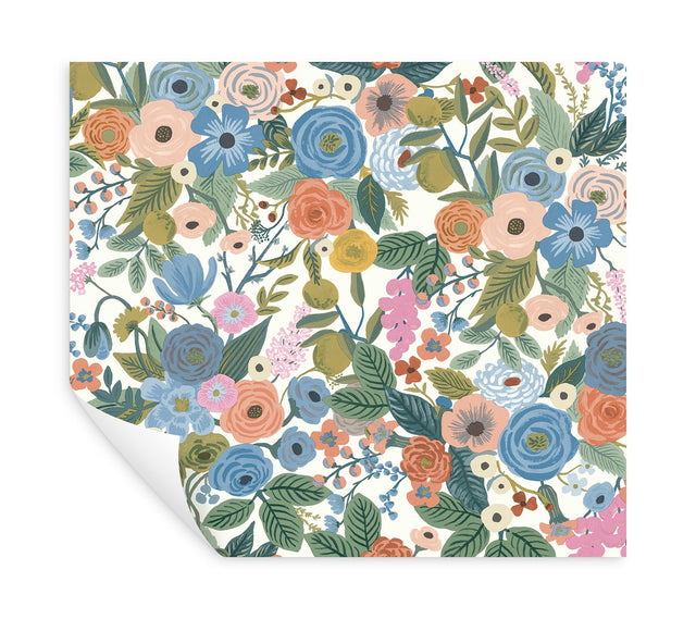 Garden Party Cobalt Multi Peel & Stick Wallpaper with Floral Pattern - York PSW1485RL