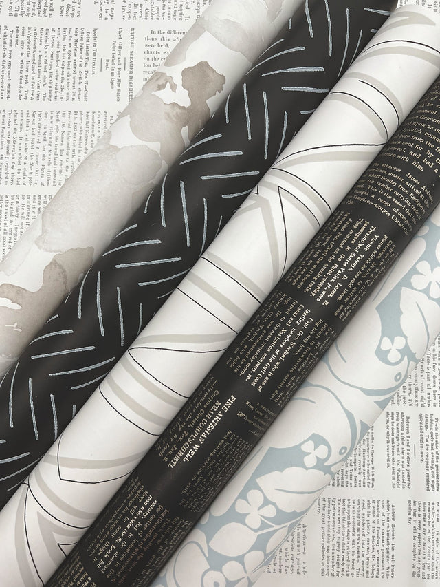 Pick Up Sticks Black Peel & Stick Non Woven Wallpaper with Bohemian Herringbone Stripe - York PSW1488RL