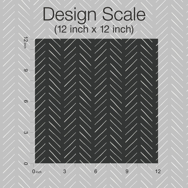 Pick Up Sticks Black Peel & Stick Non Woven Wallpaper with Bohemian Herringbone Stripe - York PSW1488RL
