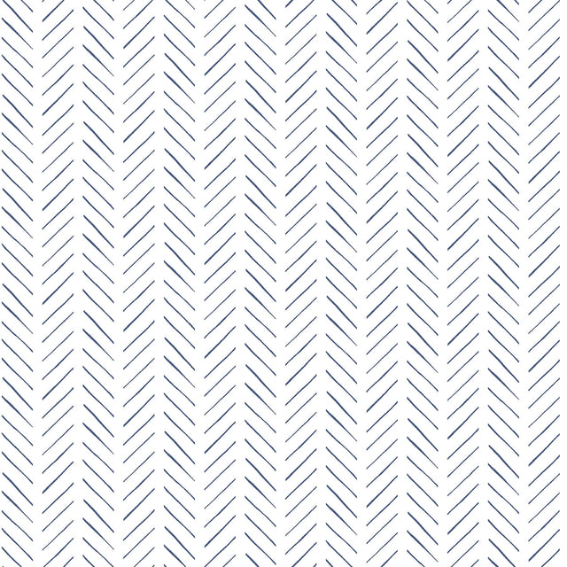 Pick Up Sticks Navy Peel & Stick Wallpaper with Bohemian Herringbone Stripe - York PSW1489RL