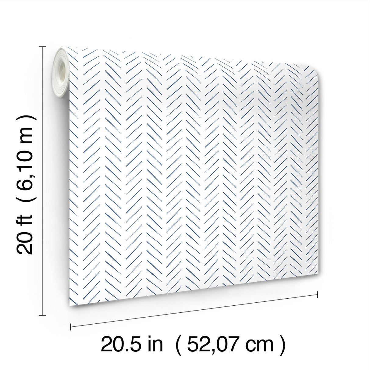 Pick Up Sticks Navy Peel & Stick Wallpaper with Bohemian Herringbone Stripe - York PSW1489RL
