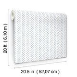 Pick Up Sticks Navy Peel & Stick Wallpaper with Bohemian Herringbone Stripe - York PSW1489RL
