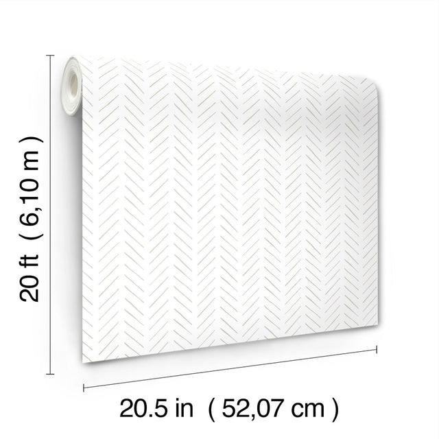 Pick Up Sticks Taupe Wallpaper with Bohemian Abstract Herringbone Style - York PSW1490RL