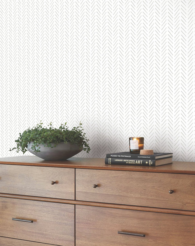 Pick Up Sticks Taupe Wallpaper with Bohemian Abstract Herringbone Style - York PSW1490RL