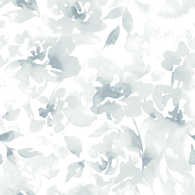 Renewed Floral Blue Peel & Stick Wallpaper with Watercolor Floral Pattern - Magnolia Home PSW1492RL