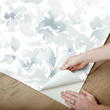 Renewed Floral Blue Peel & Stick Wallpaper with Watercolor Floral Pattern - Magnolia Home PSW1492RL
