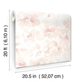 Renewed Floral Pink Peel & Stick Wallpaper with Watercolor Floral Pattern - York PSW1493RL