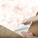 Renewed Floral Pink Peel & Stick Wallpaper with Watercolor Floral Pattern - York PSW1493RL