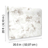 Renewed Floral Neutral Peel & Stick Wallpaper with Watercolor Floral Pattern - York PSW1495RL