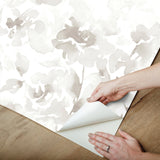 Renewed Floral Neutral Peel & Stick Wallpaper with Watercolor Floral Pattern - York PSW1495RL
