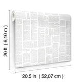 Crafted Editorial Charcoal Wallpaper with Words & Letters Matte Peel & Stick Non Woven Style - York PSW1497RL
