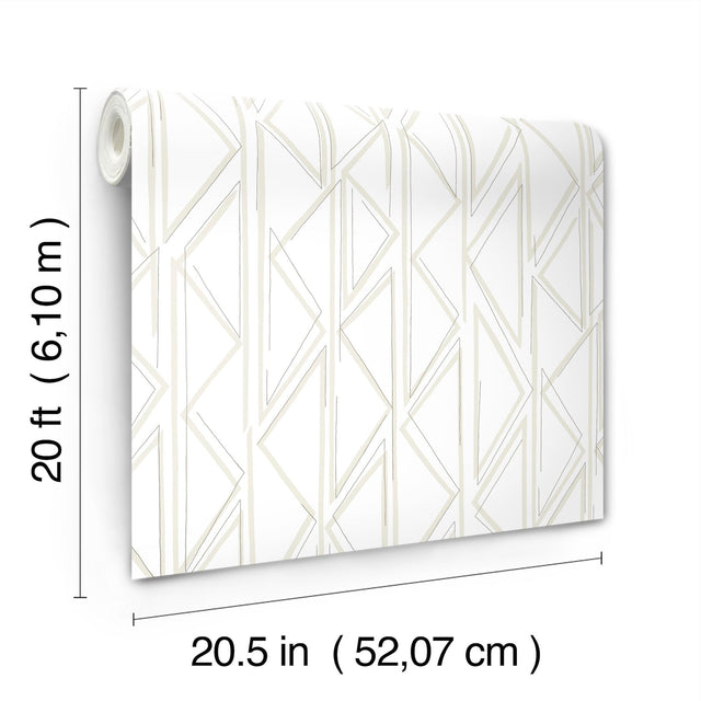 Magnolia Home Sideways Sketch Beige Geometric Peel & Stick Wallpaper - York PSW1498RL