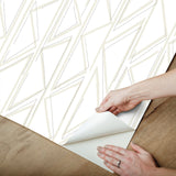 Magnolia Home Sideways Sketch Beige Geometric Peel & Stick Wallpaper - York PSW1498RL