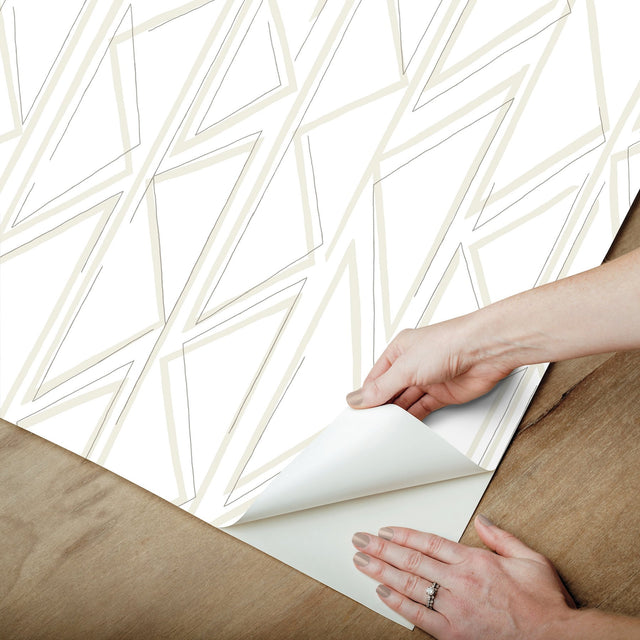 Magnolia Home Sideways Sketch Beige Geometric Peel & Stick Wallpaper - York PSW1498RL