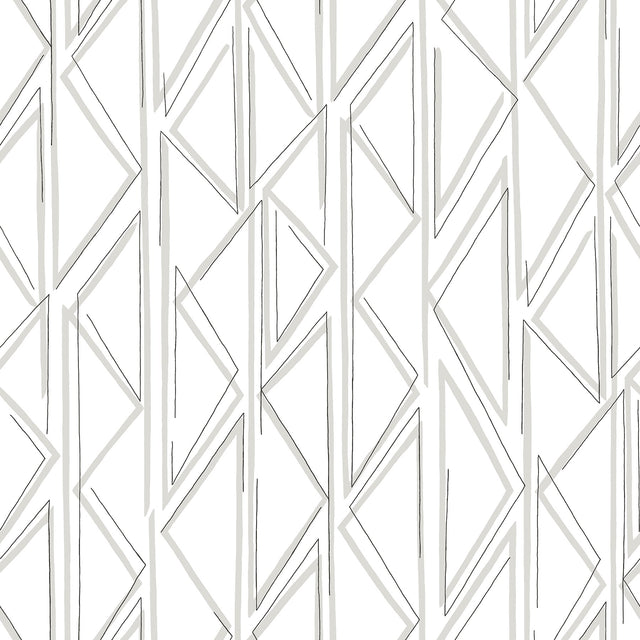 Sideways Sketch Grey Geometric Peel & Stick Wallpaper - York PSW1500RL