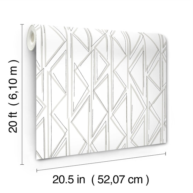 Sideways Sketch Grey Geometric Peel & Stick Wallpaper - York PSW1500RL