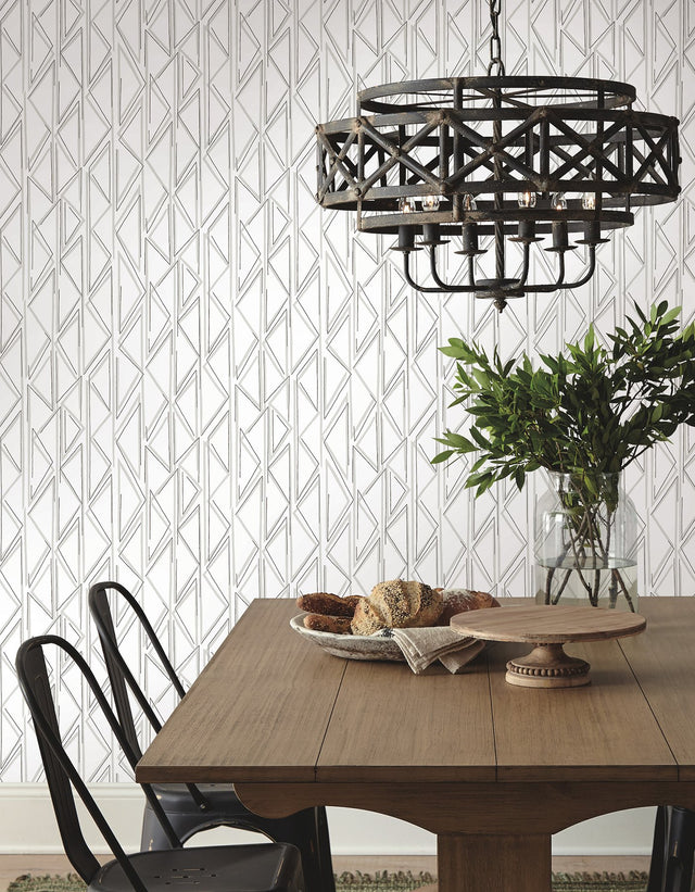 Sideways Sketch Grey Geometric Peel & Stick Wallpaper - York PSW1500RL