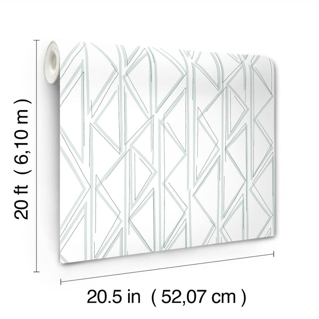 Sideways Sketch Blue Peel & Stick Wallpaper with Geometric Triangle Pattern - York PSW1501RL