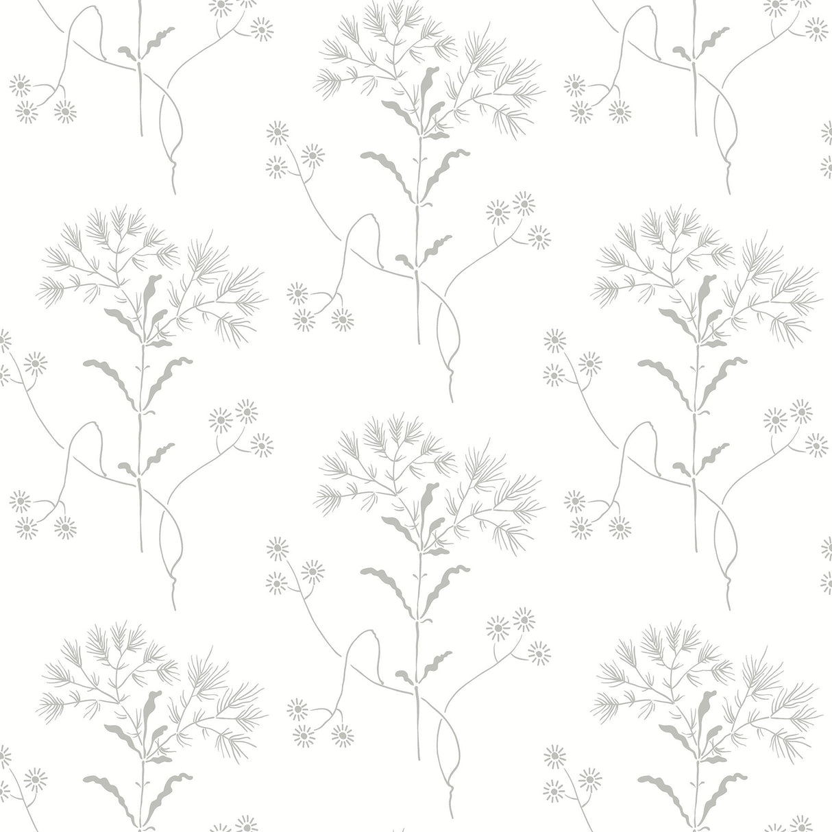 Wildflower Grey Peel & Stick Non Woven Wallpaper with Delicate Floral Motif - York PSW1502RL