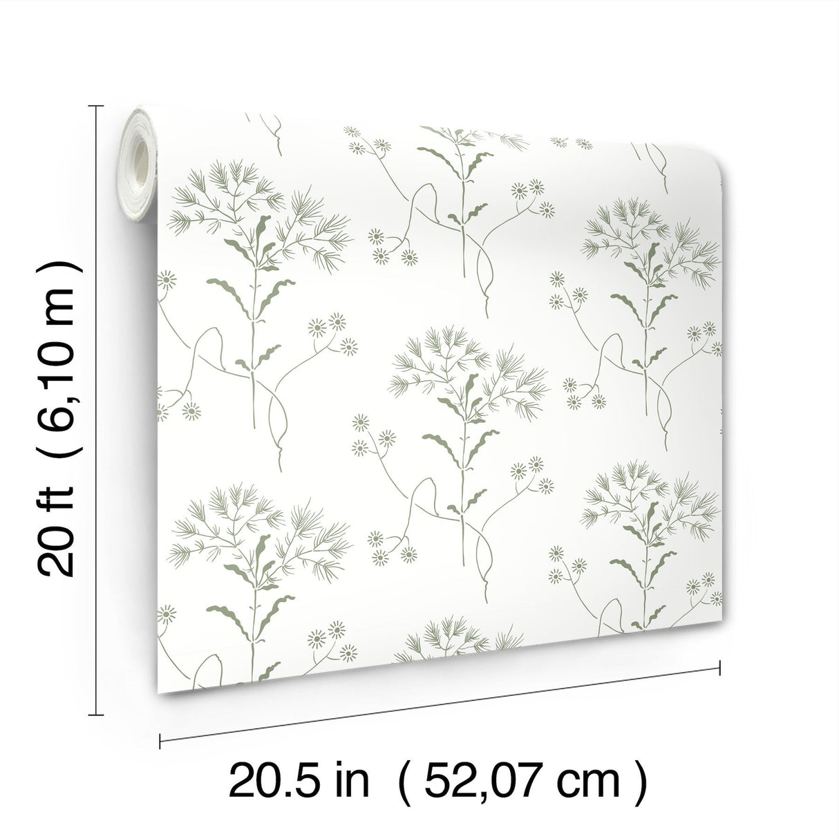 Wildflower Green Wallpaper with Floral Pattern Peel & Stick Non Woven - York PSW1503RL