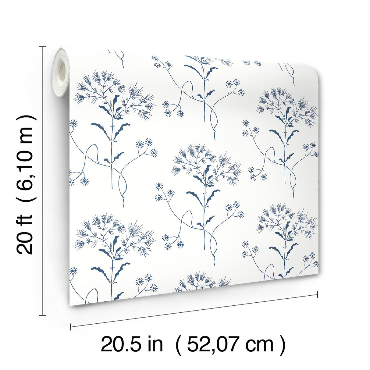 Wildflower Navy Peel & Stick Non Woven Floral Wallpaper - York PSW1504RL