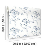 Wildflower Navy Peel & Stick Non Woven Floral Wallpaper - York PSW1504RL