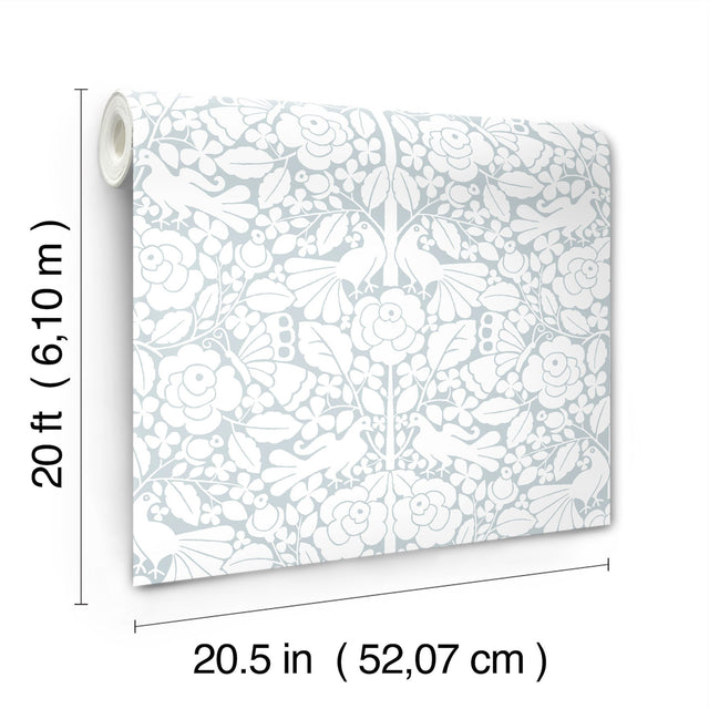 Fairy Tales Blue Peel & Stick Non Woven Wallpaper with Animals Pattern - York PSW1507RL