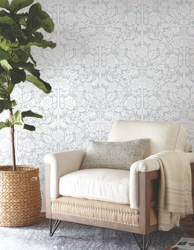 Fairy Tales Blue Peel & Stick Non Woven Wallpaper with Animals Pattern - York PSW1507RL