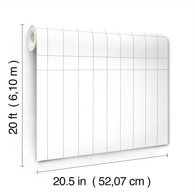 Linear Gridwork Linen on White Peel & Stick Wallpaper with Geometric Grid Pattern - York PSW1513RL