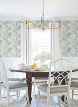Handpainted Songbird Turquoise Peel & Stick Wallpaper with Painterly Floral and Birds - York PSW1517RL