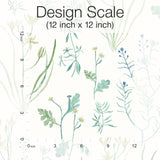 Alpine Botanical Blue Peel & Stick Wallpaper with Watercolor Botanical Pattern - York PSW1520RL