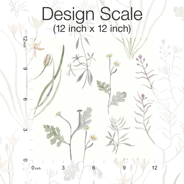 Alpine Botanical Lavender Peel & Stick Wallpaper with Watercolor Botanical Motif - York PSW1521RL