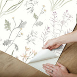Alpine Botanical Lavender Peel & Stick Wallpaper with Watercolor Botanical Motif - York PSW1521RL