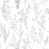 Wildflower Sprigs Blue & Green Peel & Stick Wallpaper with Watercolor Botanical Motif - York PSW1523RL