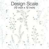 Wildflower Sprigs Blue & Green Peel & Stick Wallpaper with Watercolor Botanical Motif - York PSW1523RL