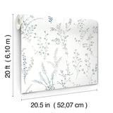 Wildflower Sprigs Blue & Green Peel & Stick Wallpaper with Watercolor Botanical Motif - York PSW1523RL