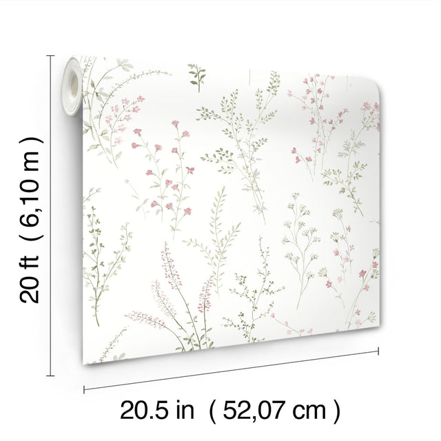 Wildflower Sprigs Multicolor Peel & Stick Wallpaper with Watercolor Botanical Pattern - York PSW1524RL