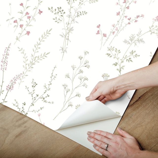 Wildflower Sprigs Multicolor Peel & Stick Wallpaper with Watercolor Botanical Pattern - York PSW1524RL