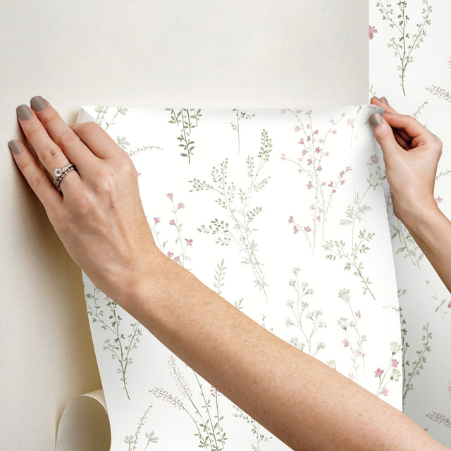 Wildflower Sprigs Multicolor Peel & Stick Wallpaper with Watercolor Botanical Pattern - York PSW1524RL