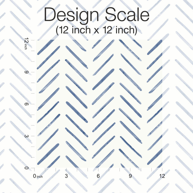 Painted Herringbone Navy Peel & Stick Wallpaper with Chevron & Houndstooth Pattern - York PSW1526RL