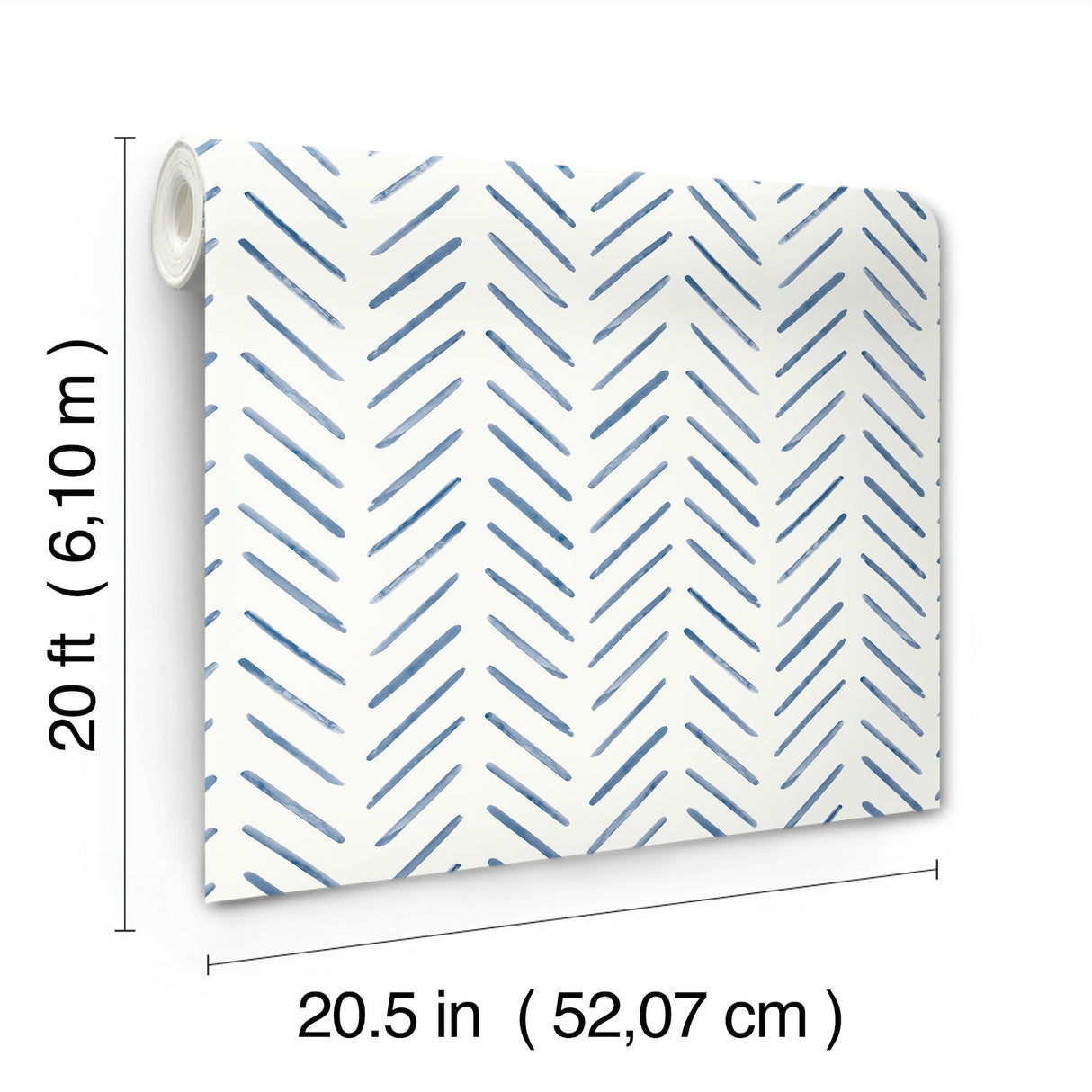 Painted Herringbone Navy Peel & Stick Wallpaper with Chevron & Houndstooth Pattern - York PSW1526RL