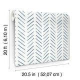 Painted Herringbone Navy Peel & Stick Wallpaper with Chevron & Houndstooth Pattern - York PSW1526RL