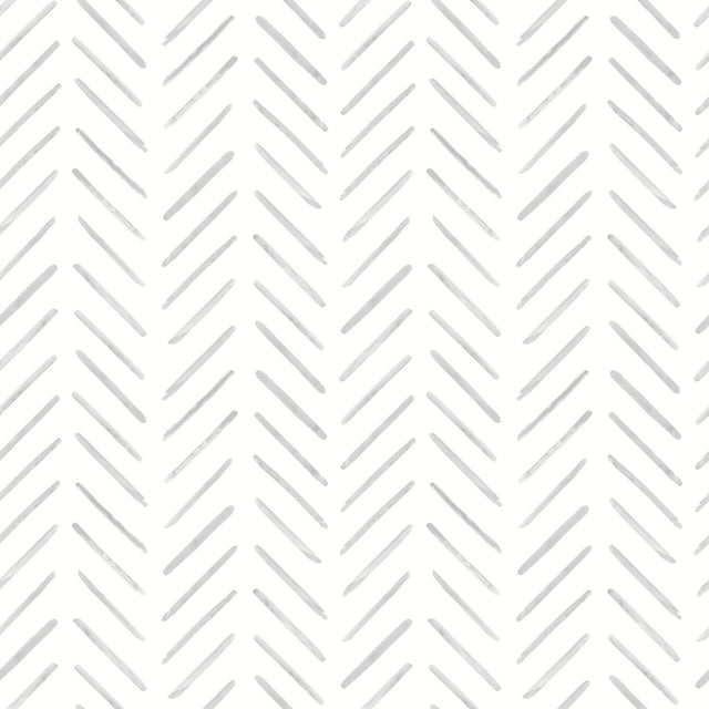 Painted Herringbone Fog Peel & Stick Wallpaper with Chevron & Houndstooth Motif - York PSW1527RL